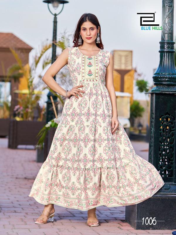 Blue Hills Cocktail Printed Long Anarkali Kurti Collection